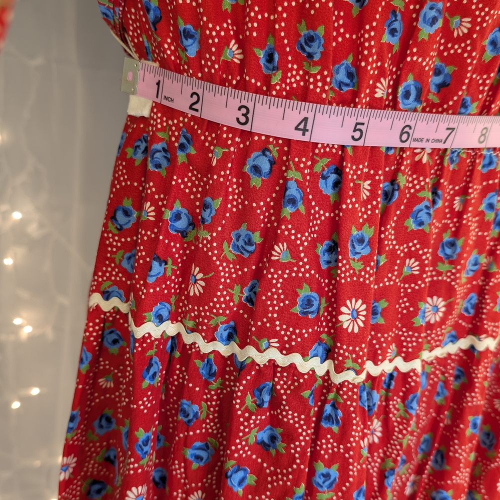 True Vintage 60s/70s Red Floral Handmade Dress – Collector’s Gem! - Picture 12 of 16